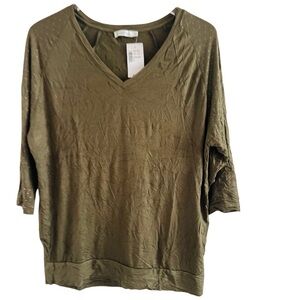 Evolution Olive Green V-Neck Women's Top